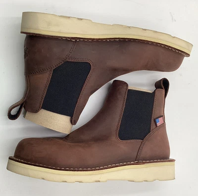 Danner Men's 6" Leather Bull Run Chelsea Steel Safety Toe Work Boots Size 7 EE - Image 1 of 4