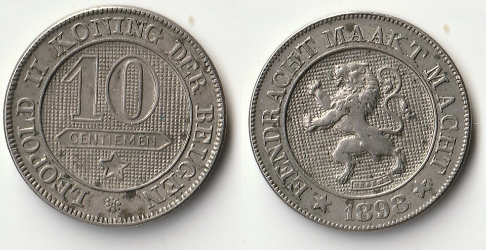 1898 Belgium 10 centimes coin - Image 1 of 1