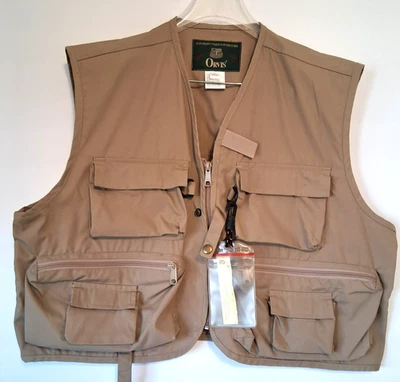 Chaleco de pesca con mosca Orvis vintage para hombre grande multi bolsillo cremallera lona caqui años 90 Foto 1 de 4