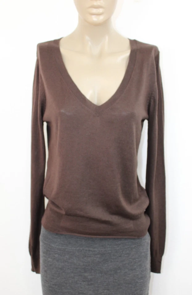 Suéter Marrón Petit Bateau Talla 16 ANS Manga Larga Seda Algodón Mezcla Cachemira S Foto 1 de 4
