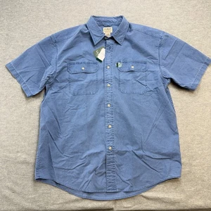 LL Bean Shirt Men Large Rustin Blue Sunwashed Canvas Button Down Chore Travel - Picture 1 of 8