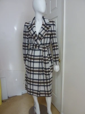 Mackage Sienna Wool-Blend Belted Coat In Plaid Print Size:M $890 NWT - Image 1 of 4
