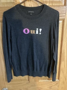 Banana Republic Damen anthrazit einfarbig Langarm Freizeit Pullover Größe L mit "Oui!" - Bild 1 von 4