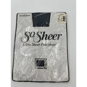 Vintage NOS SANDALFOOT SO SHEER ULTRA SHEER PANTYHOSE TRUE NAVY SIZE D - Bild 1 von 7