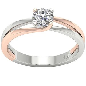 Lab Grown Solitaire Diamond Engagement Ring VS F 0.50 Ct 14K Solid Two-Tone Gold - Picture 1 of 10
