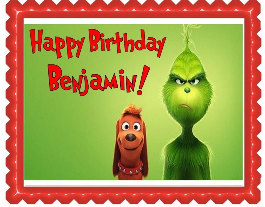 Grinch Comestible Decoración de Pasteles Imagen Navidad Cumpleaños Esmerilado Hoja Max El Perro Foto 1 de 2