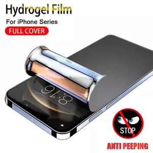 For iPhone 15 14 13 12 11 Pro Max Hydrogel Screen Protector Anti Peeping Spy - Picture 1 of 12