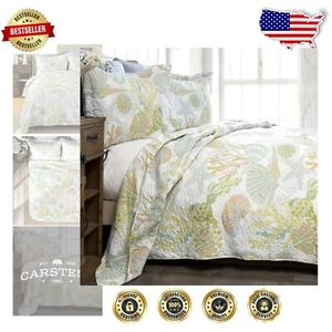 Full/Queen Coastal Beach Quilt Set - Soft Microfiber with Animal Print Design - Picture 1 of 9