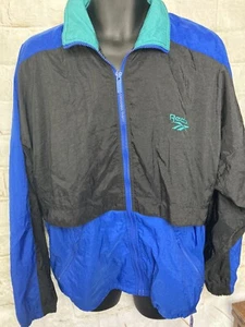 Reebok Men's Vintage 90s Blue Green Black  Full Zip Windbreaker Jacket Size Med - Picture 1 of 4