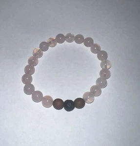 Rose Quartz & Onyx Bead Stretch Bracelet NWOT - Picture 1 of 1