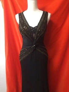 Janine VTG 00s beaded Bodycon gown black size s - Picture 1 of 9