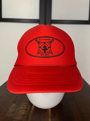 Boné San Clemente Junior Guards Snap Back adulto tamanho único vermelho caminhoneiro poli - Imagem 1 de 4