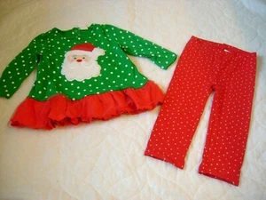 Christmas Starting Out SET Girls Size 18 months SANTA CLAUS Red Green Ruffles - Picture 1 of 4