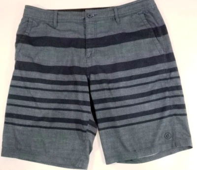 Pantalones Cortos Híbridos Informales Hang Ten-Men, Talla 36, Rayas Azules, 4 Bolsillos-Playa/Surf Foto 1 de 4