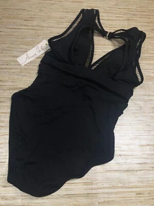 3423 Anne Cole v-neck cutout back One Piece BLACK size 10 new - Picture 1 of 3