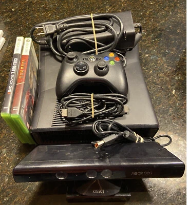 Microsoft Xbox 360 S Black Console 250GB Bundle Tested Kinect - Image 1 of 4