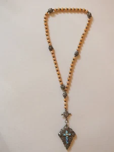Schöner alter Rosenkranz mit filigranem  Emailkreuz - Wallfahrtsandenken ? - Bild 1 von 7