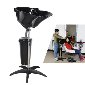 Portable Salon Shampoo Sink Rinse Basin Hair Stylist Hairdresser Wash Bowl Black - Picture 1 of 12