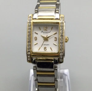 Precision By Gruen Watch Women 22mm Silver Gold Tone Bling New Battery 7" - Picture 1 of 15