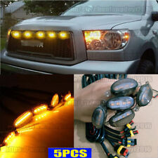 5PCS Black Amber LED Front Grille Running Lights For Toyota Tundra Raptor Style