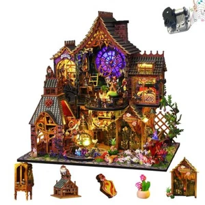 Mini 3D Wooden Magic Spirit House DIY Kits Doll House Craft Gift Model with LED - Foto 1 di 14