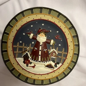 Plato de Navidad Viejo Mundo Santa Nieve Pájaros Casa Pájaro Estrellas Decoración del Hogar Resina - Imagen 1 de 9