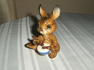 Vintage Goebel Brown Bunny Rabbit Drummer Figurine Brown Germany Excellent - Picture 1 of 4