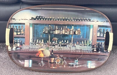 VINTAGE “BAR SCENE” SERVING TRAY-JAPAN - Image 1 of 4