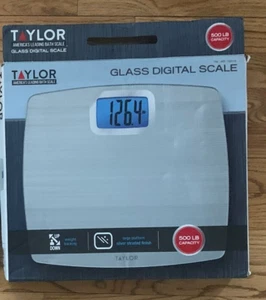 NEW OPEN B TAYLOR Glass Digital Bathroom Scale Striated gray SILVER Finish 500lb - Picture 1 of 1