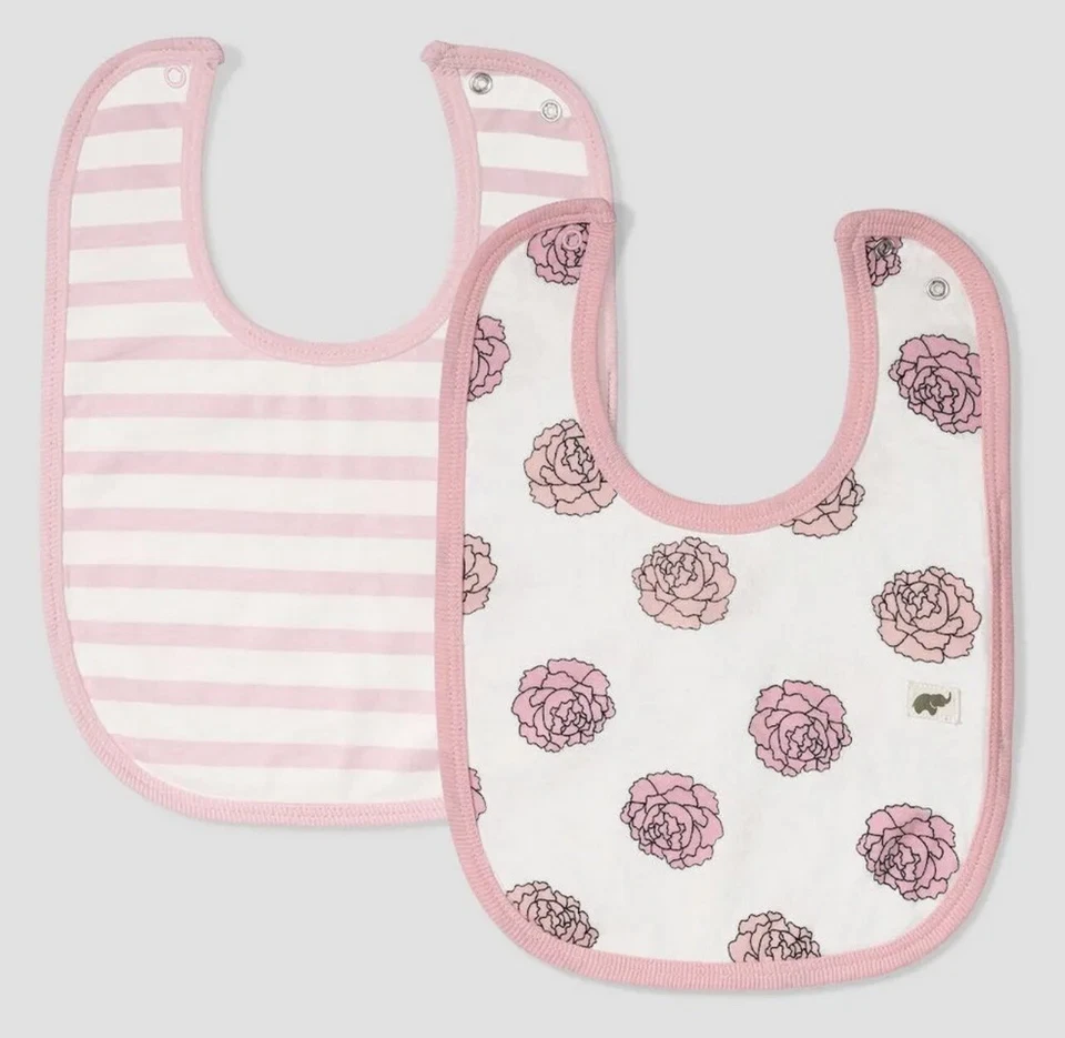 Juego de babero floral y a rayas Layette by Monica + Andy Baby Girls 2pk - rosa Foto 1 de 1