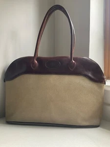 Vintage Mulberry beige Scotchgrain + brandy leather Tetbury large shoulder bag - Picture 1 of 10