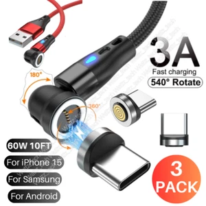 3-Pack Magnetic Phone Charger USB C Cable Cord For Samsung Android S22 S21 A15 - Picture 1 of 13