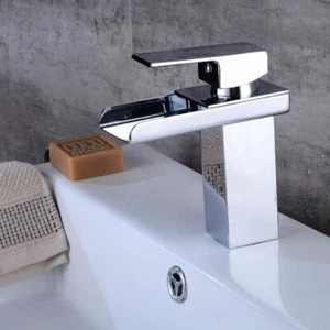 Design Einhebel Wasserfall Waschbecken Wasserhahn Armatur Bad Mischbatterie* - Bild 1 von 5
