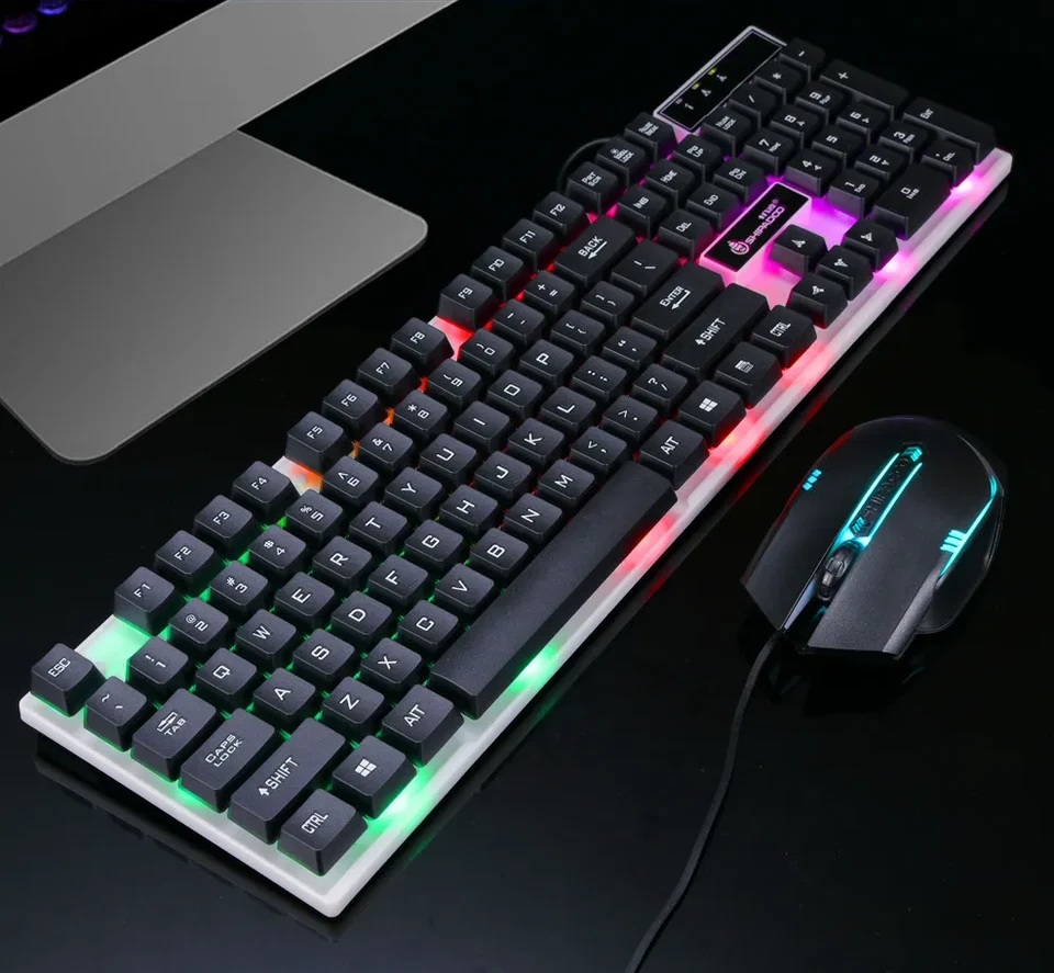 Rainbow Gaming Keyboard and Mouse Set,Waterproof Keyboard, 1000 DPI Mouse Black - Image 1 of 4