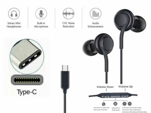USB C Type C Earphones Mic Control for Samsung Galaxy S24 S24+ S24 Ultra S23 FE - Bild 1 von 3