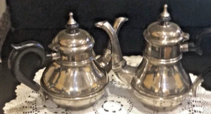 Vtg Silver Plate India Tea Coffee Pot Wood Handle 8.5 & 8" T Need Handle Repair - Picture 1 of 15