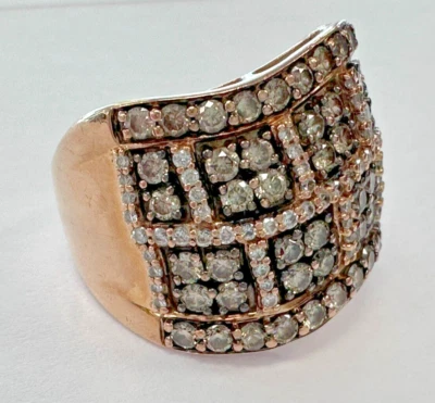 Anillo ondulado de diamantes vainilla LeVian de oro fresa de 14 quilates 3,0 TCW talla 8,5 [044 WEy] Foto 1 de 4