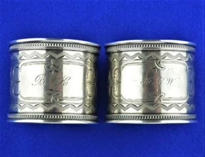 ANILLOS ANTIGUOS SERVILLETA GORHAM PLATA ESTERLINA (2) 350S - 51,2 GRAMOS - Imagen 1 de 1