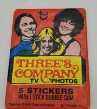 Unopened 1978 Topps THREES COMPANY Wax Pack NM+ TV Show Gum Intact