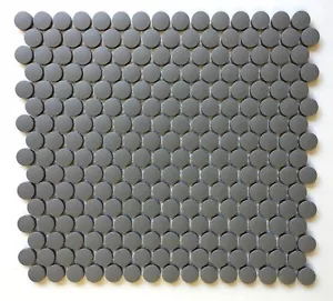Penny Round 3/4" Unglazed Matt Iron Porcelain Mosaic Wall Floor Tile Bath - Picture 1 of 5