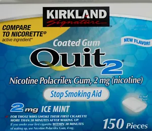 Kirkland Signature Quit 2 mg Gum Ice Mint Nicotine Stop Smoking Aid 150 Pieces - Picture 1 of 2