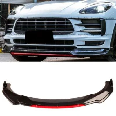 For Porsche Macan Universal Front Bumper Lip Spoiler Splitter Gloss Black Red Foto 1 de 4