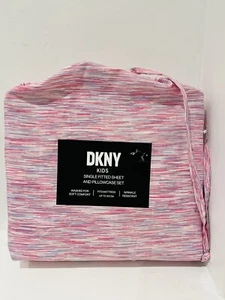 DKNY KIDS Single Pink Fitted Sheet & Pillowcase Set . - Picture 1 of 3