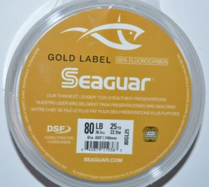 seaguar gold label 100% fluorocarbon leader 80lb clear 25yds fishing line - Picture 1 of 2