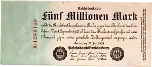 1923 Alemania Hyper Inflation billete de 5 millones/5.000.000 marcos - Imagen 1 de 1