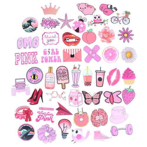 50Pcs Cartoon Pink Girls Stickers DIY Suitcase Laptop Guitar Bicycle Car D ;;b s