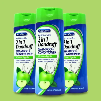 XtraCare 2-in-1 Dandruff Shampoo & Conditioner, Green Apple, 13.5 fl oz (3-Pack) - Image 1 of 4