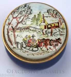  Winter Sleigh Scene Unique Hand Painted Enamel Box - Picture 1 of 5