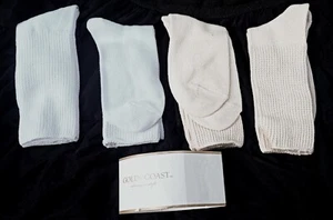 🇺🇲CALCETINES DIABÉTICOS COSTA DORADA, BLANCO Y TOSTADO, CALCETINES TALLAS 9-11, 4 PARES, NUEVOS CON ETIQUETAS UNISEX - Imagen 1 de 6