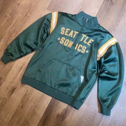 Seattle Supersonics Jacket Hardwood Classics Sonics Reebok coat vtg Mens XL Tall Cover